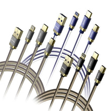 將圖片載入圖庫檢視器 XPower 1X3G 鍍金1出3高速充電編織線