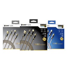 將圖片載入圖庫檢視器 XPower 1X3G 鍍金1出3高速充電編織線