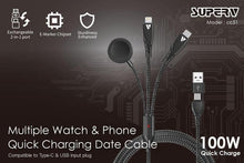 Load image into Gallery viewer, SUPERV🇭🇰 Multifunctional cable 5-in-1 charging cable (120CM) Model:cc51