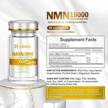 Load image into Gallery viewer, Made in the USA AIDEVI NMN 18000+ PQQ anti-aging supplement 60 capsules
